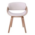 JOY-W Πολυθρόνα Τραπεζαρίας Φυσικό, Pu Άσπρο 57x55x80cm