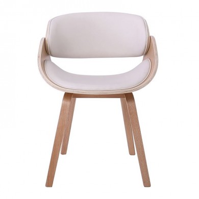JOY-W Πολυθρόνα Τραπεζαρίας Φυσικό, Pu Άσπρο 57x55x80cm