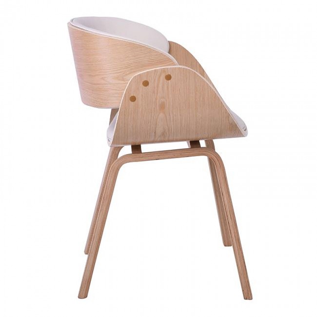 JOY-W Πολυθρόνα Τραπεζαρίας Φυσικό, Pu Άσπρο 57x55x80cm