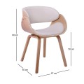 JOY-W Πολυθρόνα Τραπεζαρίας Φυσικό, Pu Άσπρο 57x55x80cm