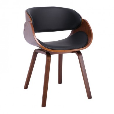JOY-W Πολυθρόνα Τραπεζαρίας Καρυδί, Pu Μαύρο 57x55x80cm