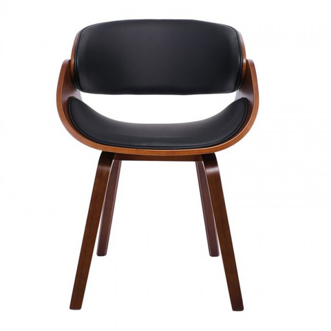JOY-W Πολυθρόνα Τραπεζαρίας Καρυδί, Pu Μαύρο 57x55x80cm