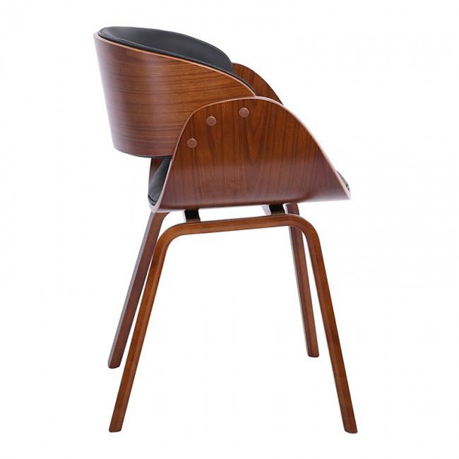 JOY-W Πολυθρόνα Τραπεζαρίας Καρυδί, Pu Μαύρο 57x55x80cm