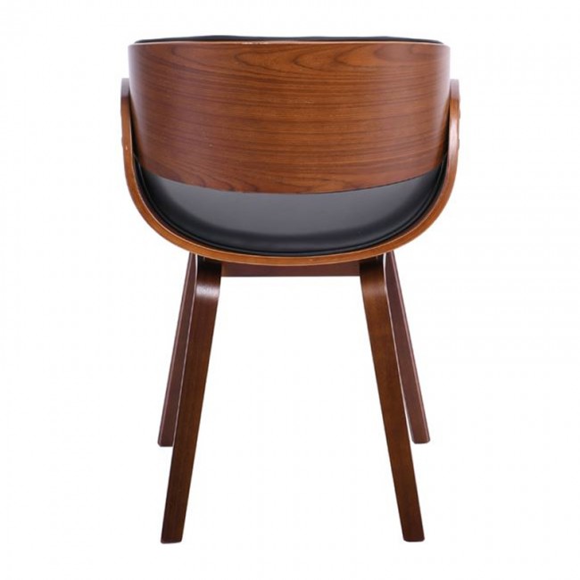 JOY-W Πολυθρόνα Τραπεζαρίας Καρυδί, Pu Μαύρο 57x55x80cm