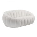 BEVERLY 2-Seater Sofa Teddy White Fabric