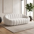 BEVERLY 3-Seater Sofa Teddy White Fabric