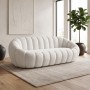 BEVERLY 3-Seater Sofa Teddy White Fabric