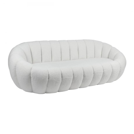 BEVERLY 3-Seater Sofa Teddy White Fabric