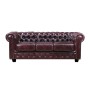 Καναπές Chesterfield Birmingham τριθέσιος δερμάτινος χρώμα antique red 201x92x74εκ.