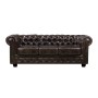 Καναπές Chesterfield Birmingham τριθέσιος δερμάτινος χρώμα καφέ 201x92x74εκ.