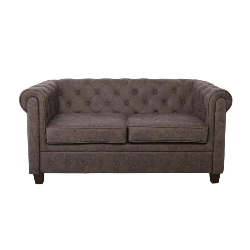 CHESTERFIELD-W  2-Seater Sofa Fabric Antique Brown