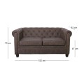 CHESTERFIELD-W  2-Seater Sofa Fabric Antique Brown