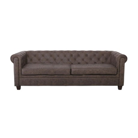 CHESTERFIELD-W  3-Seater Sofa Fabric Antique Brown