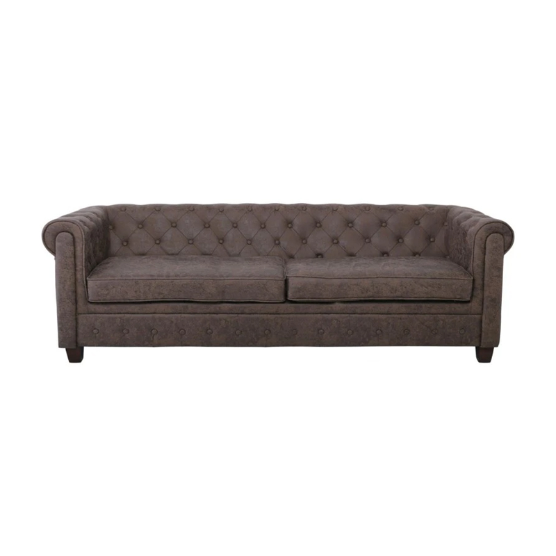 CHESTERFIELD-W  3-Seater Sofa Fabric Antique Brown