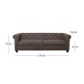 CHESTERFIELD-W  3-Seater Sofa Fabric Antique Brown