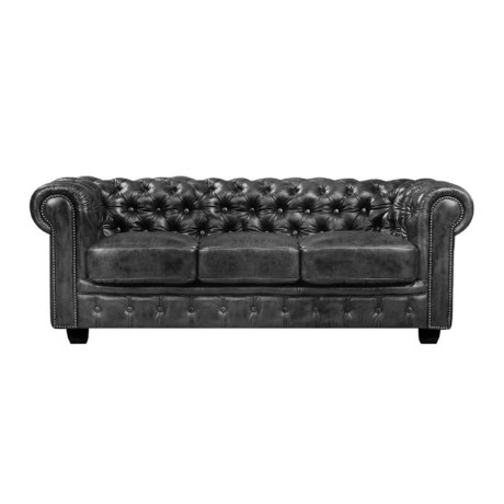 CHESTERFIELD-689 3-S Leather Antique Grey