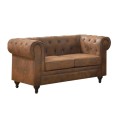 CHESTERFIELD  2-Seater Sofa Brown Camel Fabric