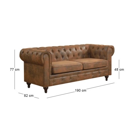 CHESTERFIELD  3-Seater Sofa Brown Camel Fabric
