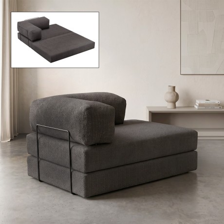 Καναπές - κρεβάτι Comfort Megapap διθέσιος υφασμάτινος χρώμα ανθρακί 140x95x75εκ.