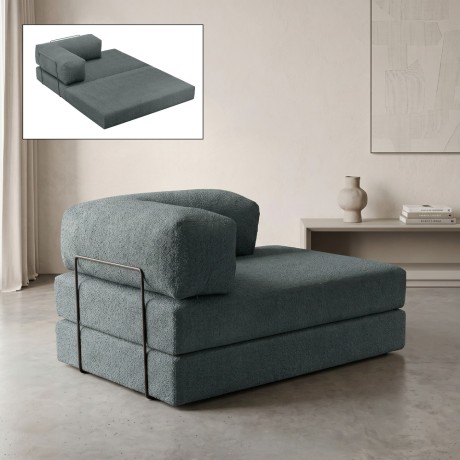 Καναπές - κρεβάτι Comfort Megapap διθέσιος υφασμάτινος χρώμα μέντα 140x95x75εκ.