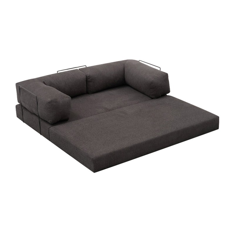Καναπές - κρεβάτι Comfort Megapap τριθέσιος υφασμάτινος χρώμα ανθρακί 190x95x75εκ.