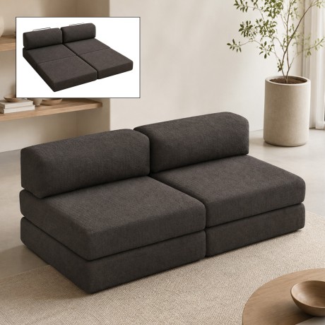 Καναπές - κρεβάτι Comfort Megapap τριθέσιος υφασμάτινος χρώμα ανθρακί 190x95x75εκ.