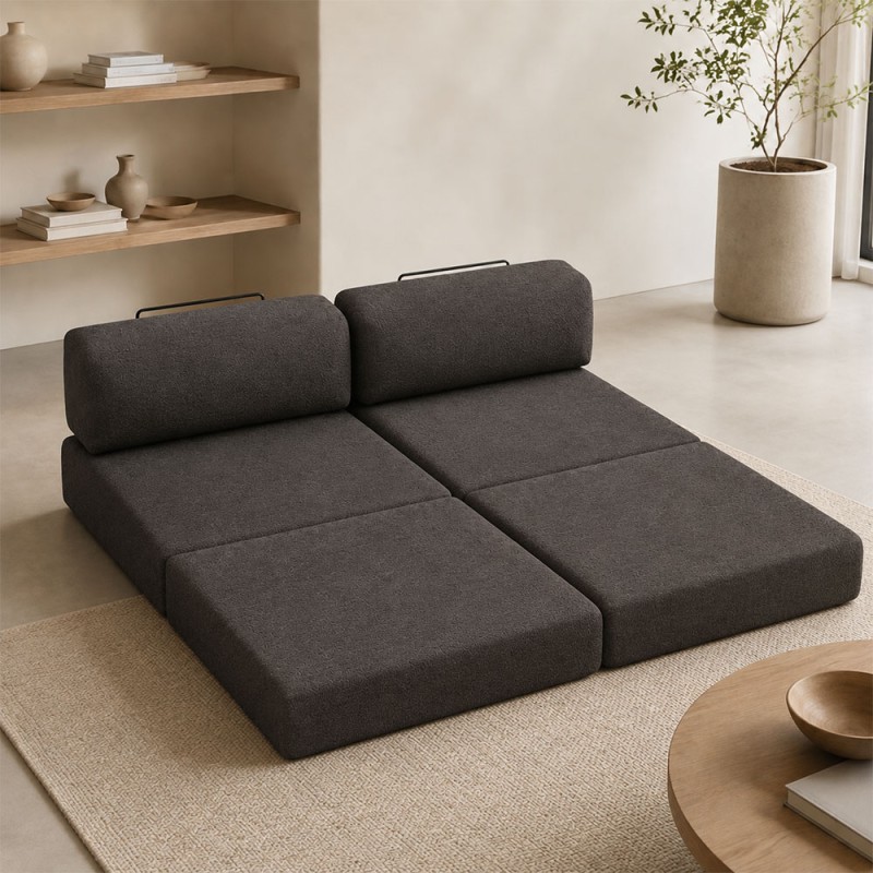 Καναπές - κρεβάτι Comfort Megapap τριθέσιος υφασμάτινος χρώμα ανθρακί 190x95x75εκ.