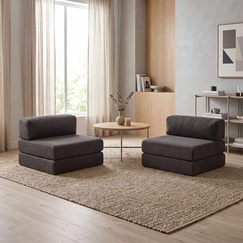 Καναπές - κρεβάτι Comfort Megapap τριθέσιος υφασμάτινος χρώμα ανθρακί 190x95x75εκ.