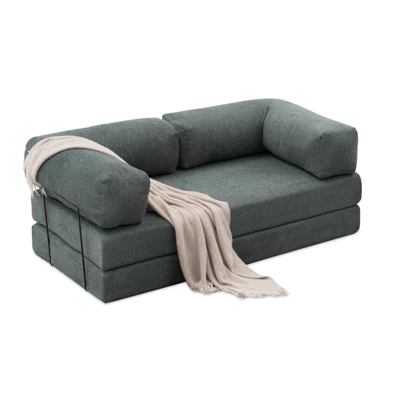 Καναπές - κρεβάτι Comfort Megapap τριθέσιος υφασμάτινος χρώμα μέντα 190x95x75εκ.