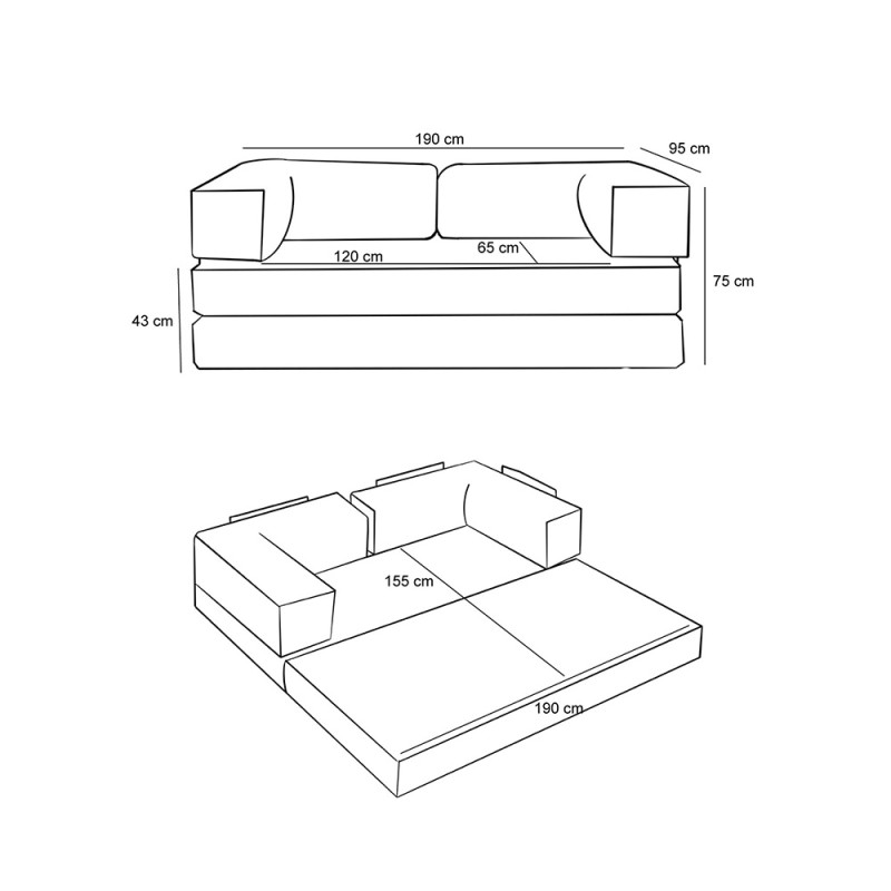 Καναπές - κρεβάτι Comfort Megapap τριθέσιος υφασμάτινος χρώμα μέντα 190x95x75εκ.