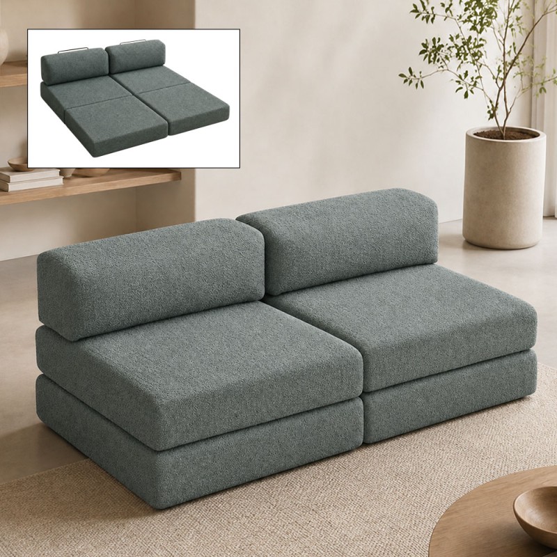 Καναπές - κρεβάτι Comfort Megapap τριθέσιος υφασμάτινος χρώμα μέντα 190x95x75εκ.
