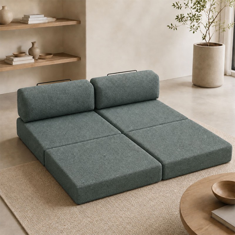 Καναπές - κρεβάτι Comfort Megapap τριθέσιος υφασμάτινος χρώμα μέντα 190x95x75εκ.