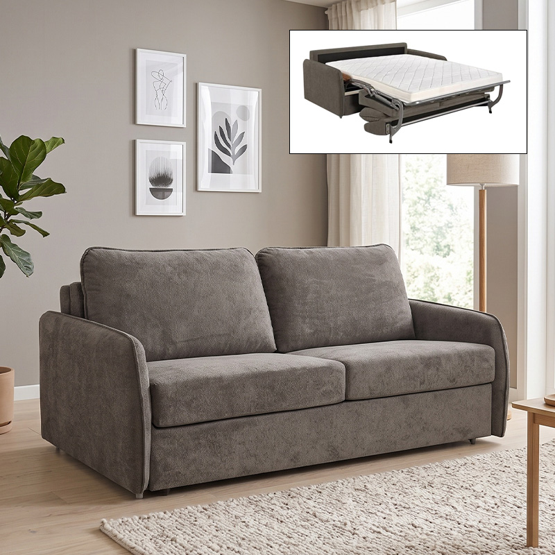 LESTER Sofabed Dark Brown Fabric