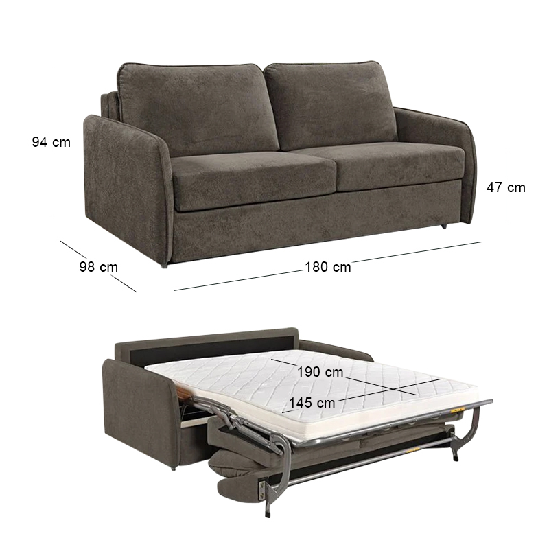 LESTER Sofabed Dark Brown Fabric