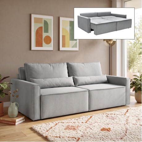 LIDRA Sofa-Bed 3-Seater / Fabric Grey