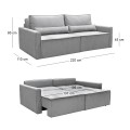 LIDRA Sofa-Bed 3-Seater / Fabric Grey