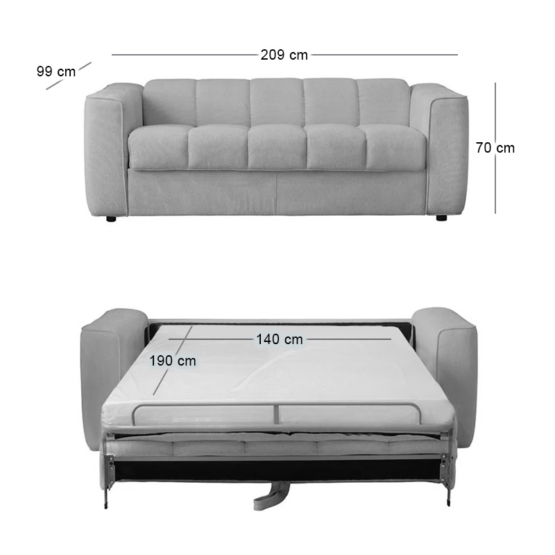 NORRIS Sofabed Water Repellent Fabric Light Grey
