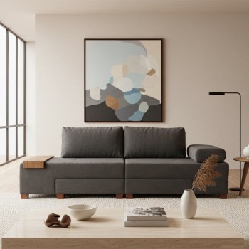 Καναπές - κρεβάτι πολυμορφικός Perenna Megapap τριθέσιος υφασμάτινος χρώμα ανθρακί 233x93x83εκ.