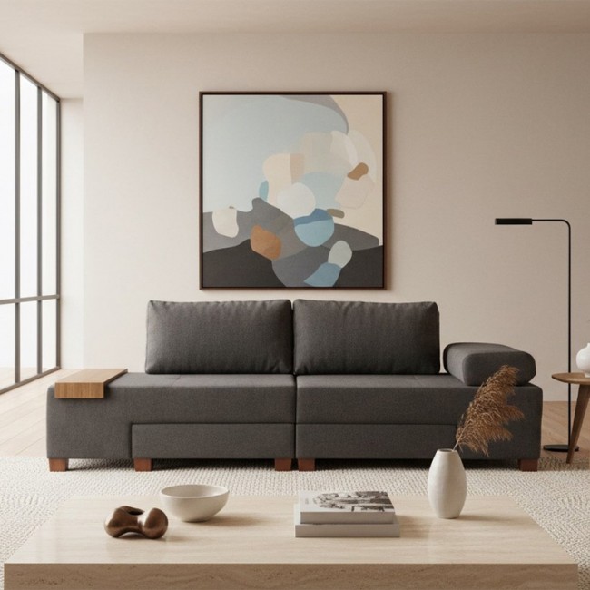 Perenna Megapap fabric sofa three - seater in anthracite color 233x93x83cm.