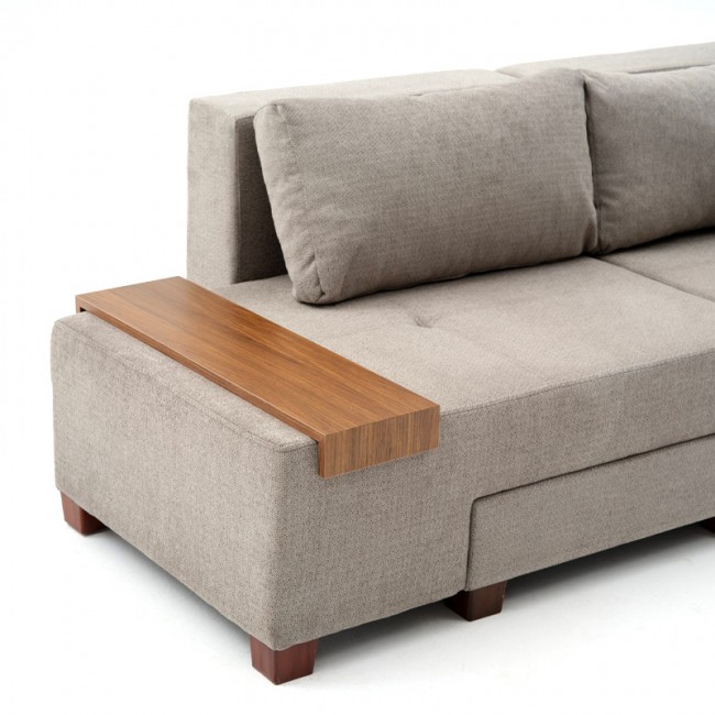 Perenna Megapap fabric sofa three - seater in grey color 233x93x83cm.