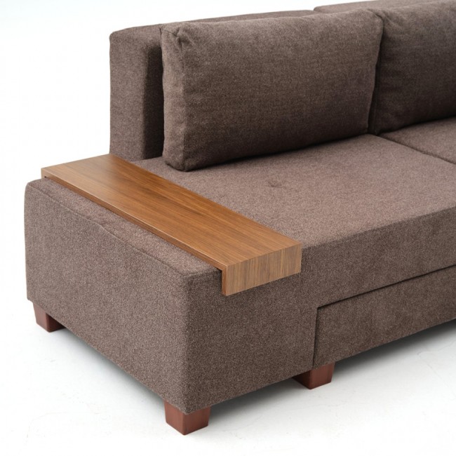 Perenna Megapap fabric sofa three - seater in brown color 233x93x83cm.