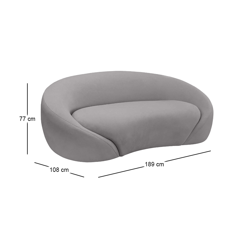RAMON 2-Seater Sofa Grey Fabric