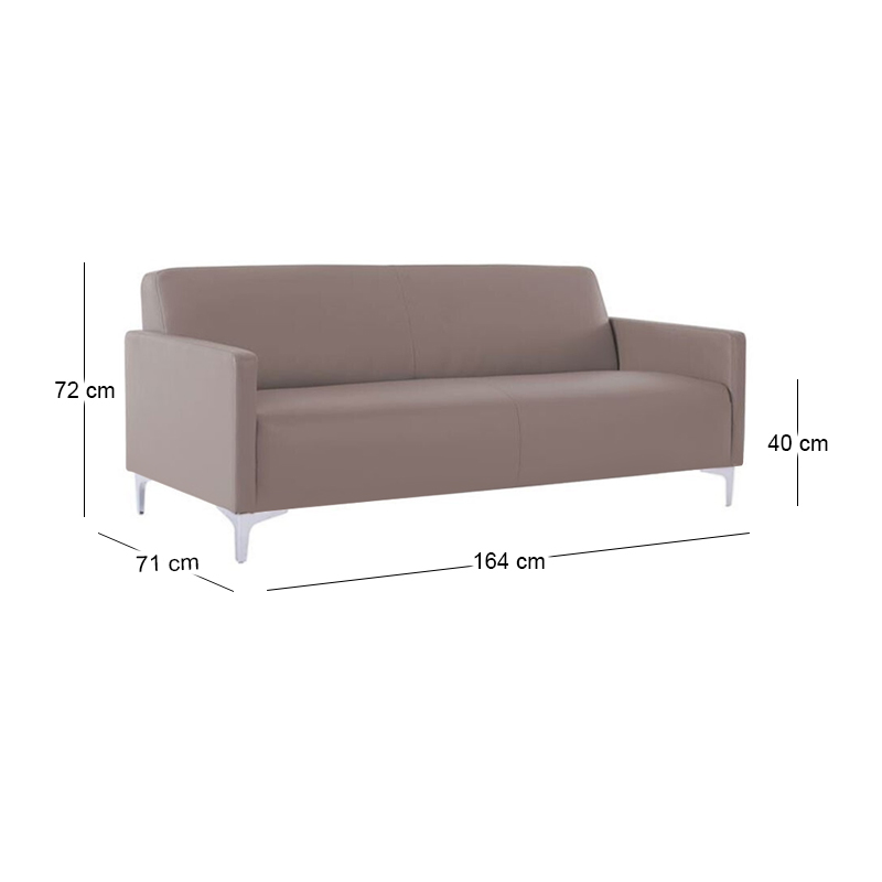 Καναπές STYLE τριθέσιος τεχνόδερμα Pu σε χρώμα sand grey 164x71x72εκ.
