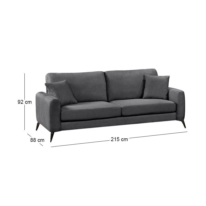 TIPO 3-Seater Sofa Fabric Grey