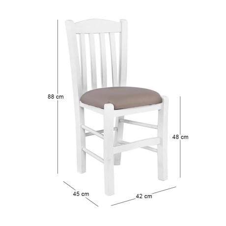 CASA Beech Chair Impregnation Lacquer White/Pu Cappuccino
