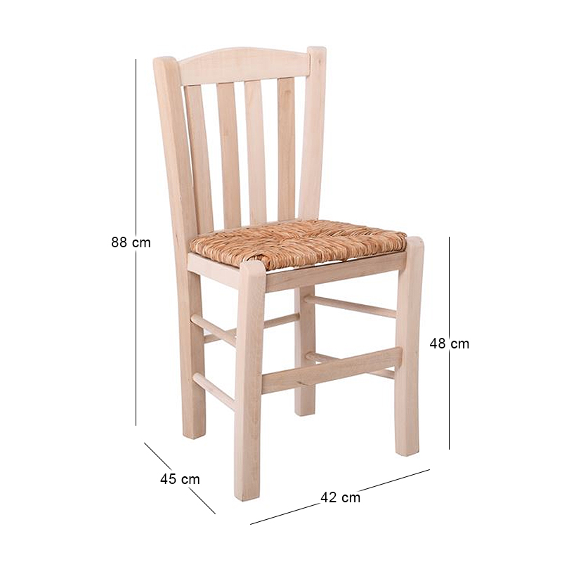 CASA Chair Unpainted with Rush Seat