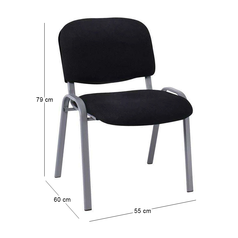SIGMA Stacking Chair Silver Frame/Black Fabric