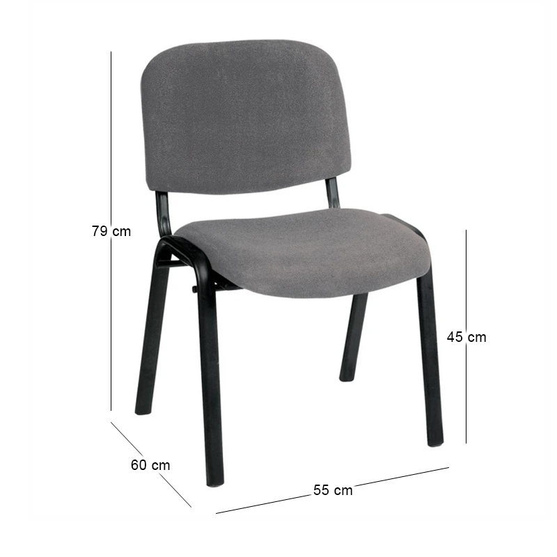 SIGMA Stacking Chair Black Frame/Crey Fabric