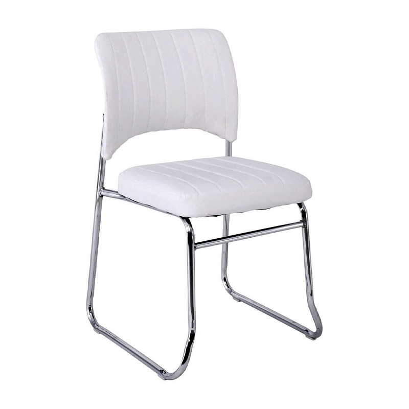 Visitor office chair Venus with inox skeleton and lining of artificial leather Pu in dark brown color 45x47x80cm