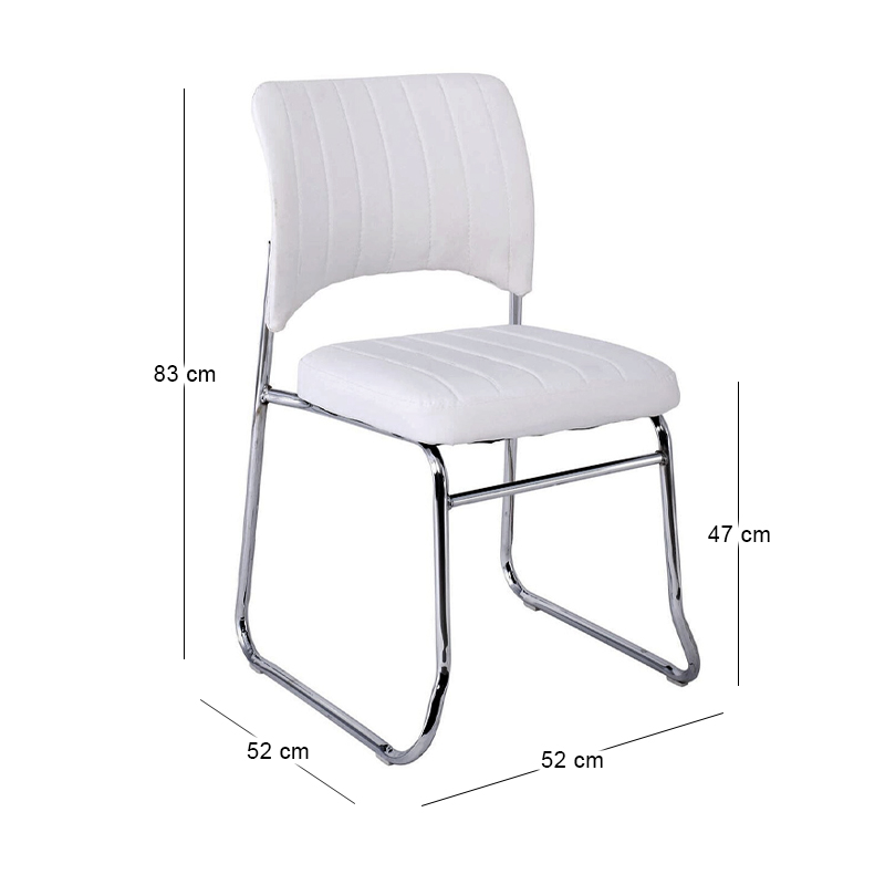 Visitor office chair Venus with inox skeleton and lining of artificial leather Pu in dark brown color 45x47x80cm